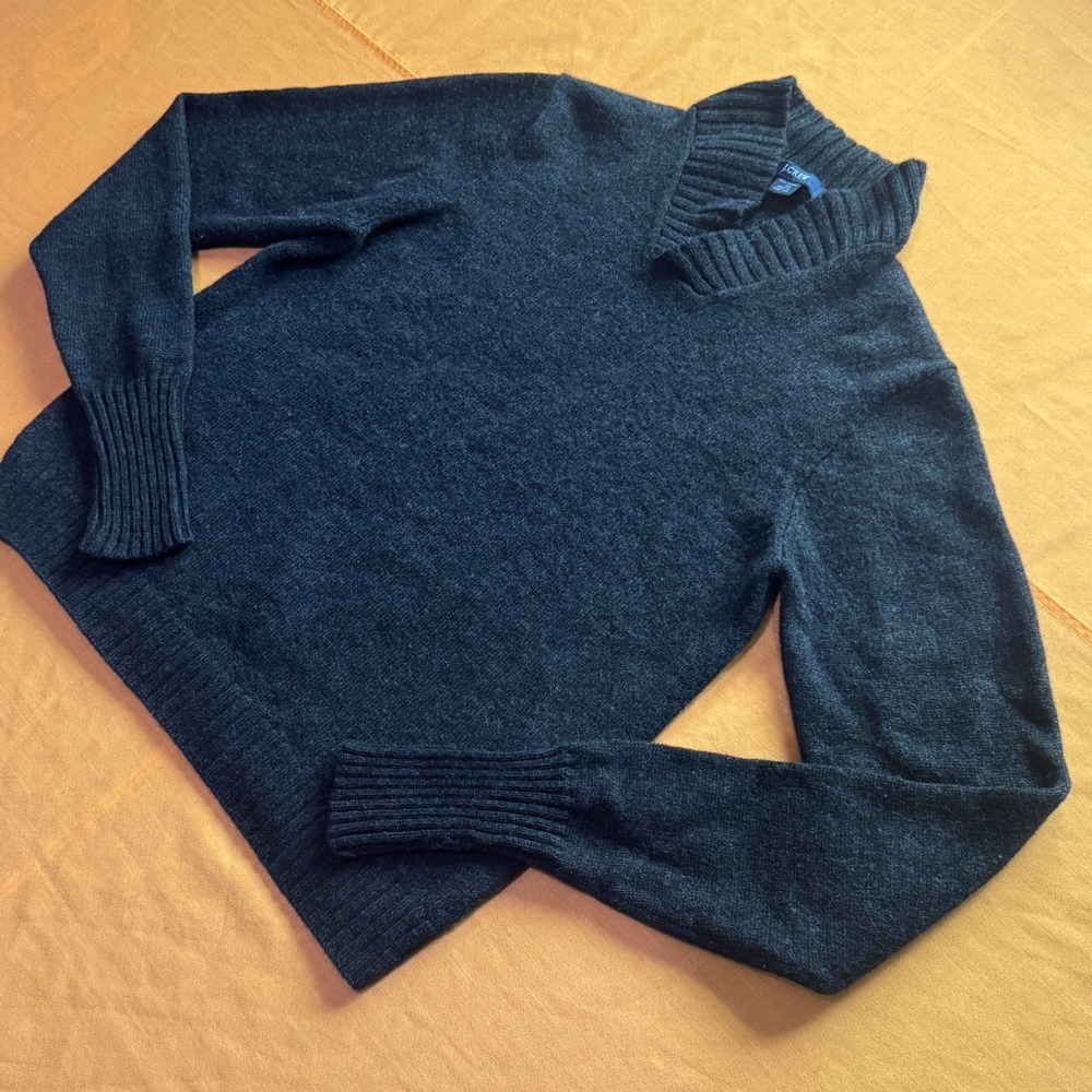 J.Crew Merino Wool Turtleneck Sweater XL Charcoal Gray Ribbed Shawl Neck Mens
